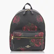 COACH 經典 PVC 印花 / 中型 背包 / 後背包_黑色