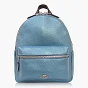 COACH 卵石皮革 / 小款 背包 / 後背包_金屬藍綠