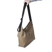 可收納式拉鍊托特包_肩背斜背兩用_卡其