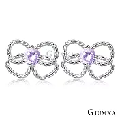 GIUMKA 耳環 可愛 蝴蝶結 耳針式 精鍍正白K/玫金色 一對價格 MF07042銀色紫鋯