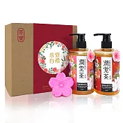 【茶寶 潤覺茶】客家風華桃花禮盒3件組 (桃花洗髮+桃花沐浴+桃花手工皂)