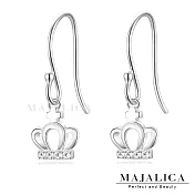 Majalica純銀耳環 公主皇冠 耳勾式 925純銀 淑女純銀耳環 PF8071銀色