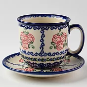 波蘭陶 漫野薔薇系列 咖啡杯盤組 250ml 波蘭手工製