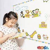 白板牆2片入+造型磁鐵全套5組+認知泡棉+無毒畫筆