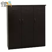 【文創集】多亞 環保3.2尺塑鋼三門三抽鞋櫃/玄關櫃(5色可選)胡桃色