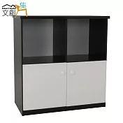 【文創集】娜莎 環保2.8尺塑鋼二門餐櫃/收納櫃(5色可選)胡桃雙色