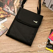 DF Queenin - 韓版隨身旅行斜背式護照包證件包-共4色黑色
