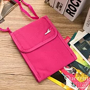 DF Queenin - 韓版隨身旅行斜背式護照包證件包-共4色玫紅