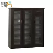 【文創集】羅迪 環保3.2尺塑鋼三門單抽鞋櫃/玄關櫃(4色可選)胡桃色