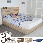 Homelike 喜家居雙人5尺臥室三件式(床片+床台+床墊)(1909) 梧桐木