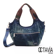 OCTAVIA 8 - 藍色幻彩 渲染牛仔布三層水餃肩背包 - 刻意藍