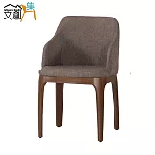 【文創集】米拉 時尚亞麻布＆皮革造型餐椅2入組合(二色可選)咖啡色布
