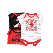 NBA 新生兒包屁衣三件組 公牛隊3M紅色