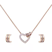 奧地利SWAROVSKI LOVELY 玫瑰金水晶套組(項鍊+針式耳環)