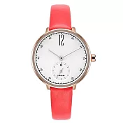 KEZZI珂紫 K-1732 時尚復古小秒設計皮帶錶 - 紅色