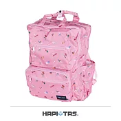 【HAPI+TAS】日本原廠授權 摺疊雙層手提後背包- 粉紅色度假小島