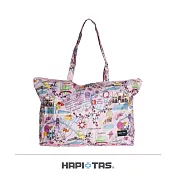【HAPI+TAS】日本原廠授權 摺疊托特包- 粉色旅遊景點