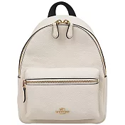 COACH 馬車LOGO荔枝紋皮革後背包-白色（現貨+預購）白色