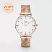 CLUSE LA BOHÈME 不鏽鋼系列 (玫瑰金框/白錶面/玫瑰金錶帶)