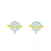 Snatch X 日日野餐 繽紛星球系列貼耳耳夾 - 藍白條紋星球