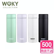 【WOKY 沃廚】陶瓷易潔層雪瓷旋蓋304不鏽鋼保溫瓶500ML(4色可選)玄黑