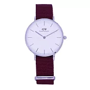 DW Daniel Wellington 經典中的珍貴收藏時尚優質尼龍帶腕錶-紅+銀殼/32mm-DW32RW