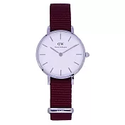 DW Daniel Wellington 經典中的珍貴收藏時尚優質尼龍帶腕錶-紅+銀殼/28mm-DW28RW