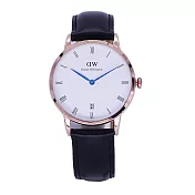 DW Daniel Wellington 經典中的珍貴收藏時尚優質羅馬腕錶-黑色+玫瑰金/34mm-DW00100092