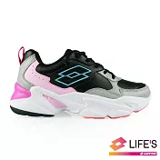 LOTTO 義大利 女 復古老爹鞋-US6黑灰粉