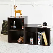 【誠田物集】馬卡龍木質二格收納書櫃/置物櫃-2入組胡桃色