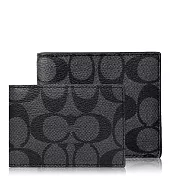 COACH 經典 PVC / 附卡夾 / 雙摺皮夾_黑色