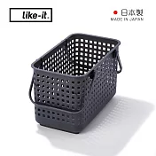 【日本like-it】日製可堆疊加高洗衣隙縫籃-M -深灰