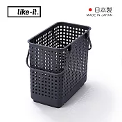 【日本like-it】日製可堆疊加高洗衣隙縫籃-L -深灰