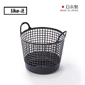 【日本like-it】日製北歐圓形洗衣收納籃-附手把 -深灰