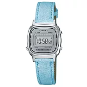 【CASIO 】復古方款優雅女孩數位皮帶腕錶-淺藍(LA-670WL-2A)