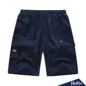 <現貨+預購>休閒抽繩五分沙灘短褲 四色-HeHa-XL（深藍）