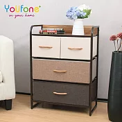 【YOUFONE】日式古典風拚色麻布多樣式三層式抽屜收納/衣物櫃