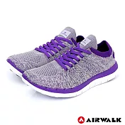 AIRWALK-城市運動系列 輕量編織慢跑鞋(女)US5.5灰紫