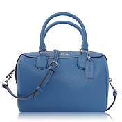 COACH 十字紋皮革 / 小款 / 手提兩用波士頓包_藍色