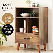 【誠田物集】工業風單抽三格收納床頭櫃/邊櫃/收納櫃集成木紋