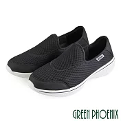 【GREEN PHOENIX】男 休閒鞋 懶人鞋 輕量 透氣 網布 套入式 平底 JP26.5 黑色