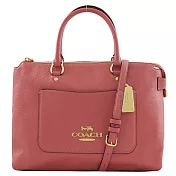 COACH 荔枝皮革手提/肩背中型方包-牡丹粉（現貨＋預購）牡丹粉