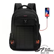 DF BAGSCHOOL - 男士戶外休閒時尚款USB太陽能充電雙肩後背包-共2色黑