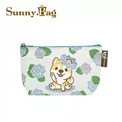 Sunny Bag - 柯基犬椪椪多功能棉布文具袋/化妝包-繡球花柴柴款