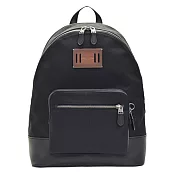 COACH 牛仔布拼接皮革多功能雙層後背包-黑（現貨＋預購）黑