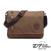 DF BAGSCHOOL - 韓版男士休閒學生帆布水洗仿舊斜背單肩包-共2色咖啡
