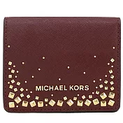 MICHAEL KORS 閃耀鉚釘防刮短夾-酒紅（現貨+預購）酒紅