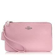 COACH 卵石皮革 / 大款 / 雙拉鏈手拿包_粉色