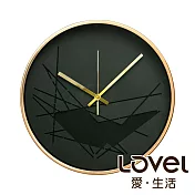 Lovel 30cm3D立體古銅金框靜音時鐘 - 共3款幾何裂紋黑