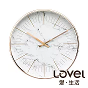 Lovel 30cm典雅玫瑰金框靜音時鐘 - 共6款大理石白